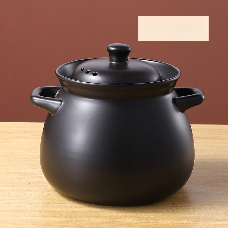 Oală tradițională din lut ceramic pentru gătit pe foc deschis, oală de supă cu capac, rezistentă la temperaturi înalte, capacitate 2.1–3 L, 3.1–4 L sau peste 5 L