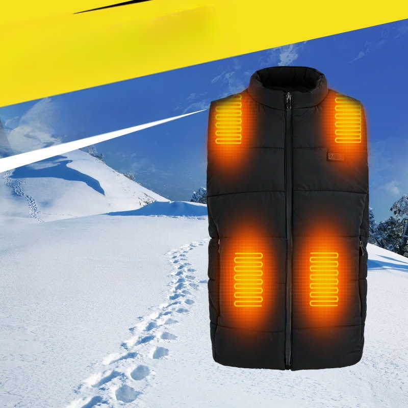 USB-töltésű melegítő pehely mellény kettős vezérléssel, intelligens fűtéssel, uniszex, kültéri használatra
