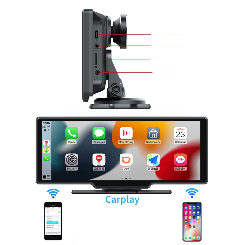2025 модел CarPlay централно управление: HD навигация за автомобил, 10-инчов двуобективен дисплей, 2160P, 5G Wi‑Fi, Bluetooth, GPS, мониторинг на паркиране, нощно виждане, детекция на разстоянието до предното превозно средство, предупреждение за пешеходци,