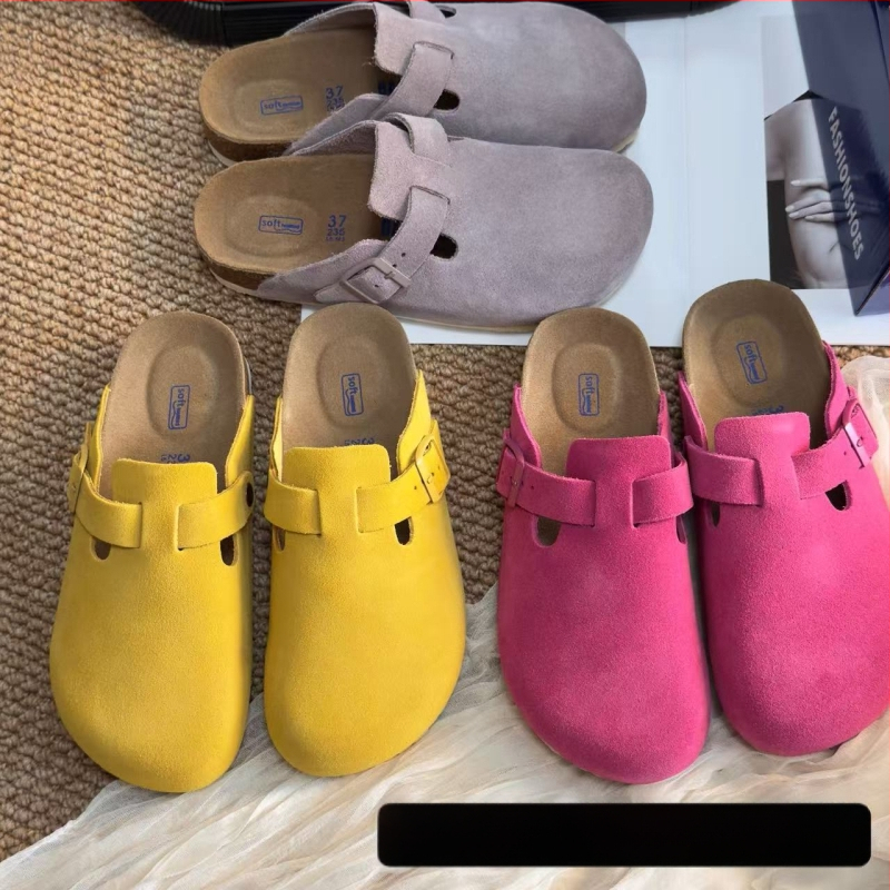 Pantofi dama din piele de vită, cu degetul închis, slip-on, multicolore, ușori și respirabili pentru purtare zilnică