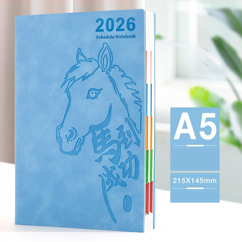 A5 plánovací zápisník 2026: riadenie času, efektivita a sebakontrola, Rok Koňa, retro podnikateľský štýl