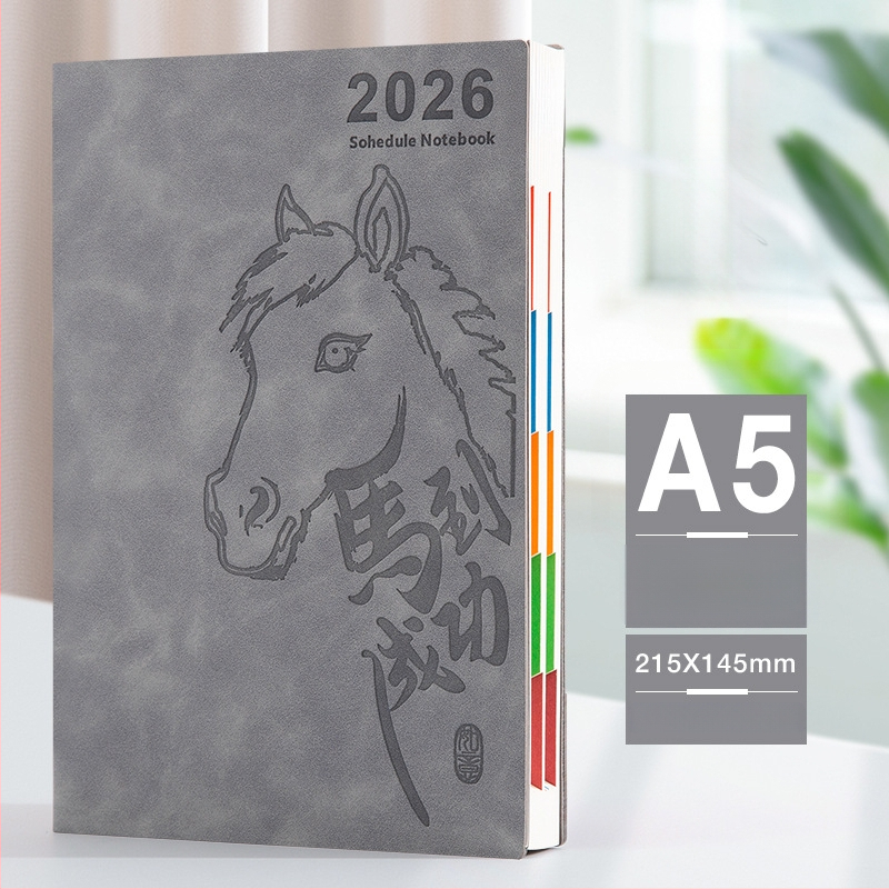 A5 plánovací zápisník 2026: riadenie času, efektivita a sebakontrola, Rok Koňa, retro podnikateľský štýl