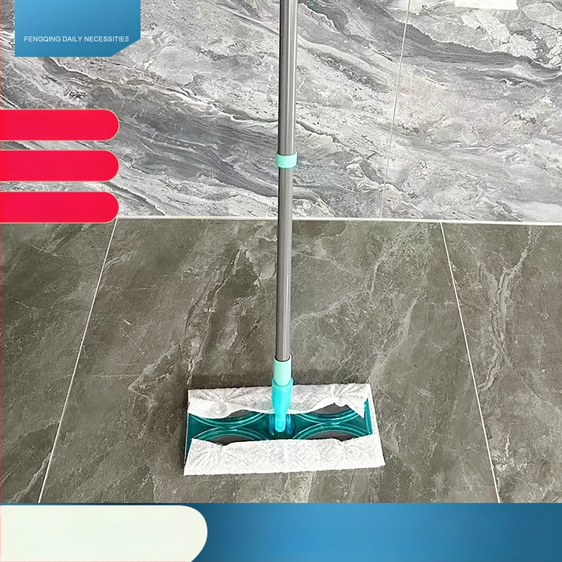 Ploški mop s elektrostatikom netkanom krpom za prašinu i ljepivom krpom za dlake