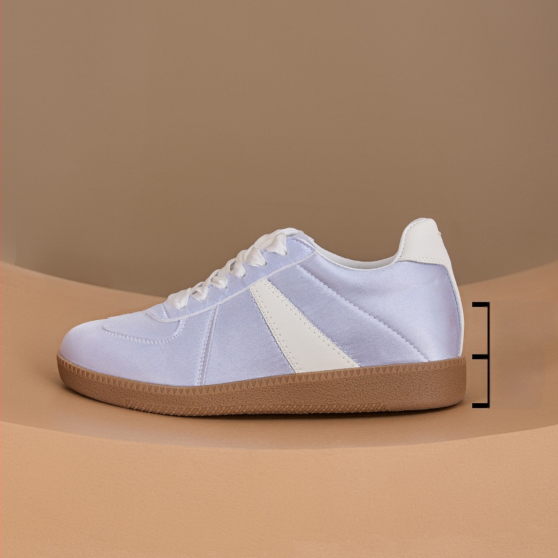 Ženske tenisice za povećanje visine od 6 cm, prozračne satenske, svakodnevne sportske tenisice s debelom potplatom, bijele