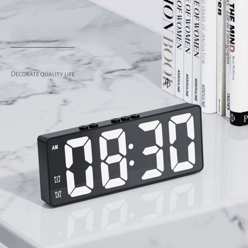 LED digitális ébresztőóra hőmérséklet-kijelzővel, hálózatról működő asztali óra