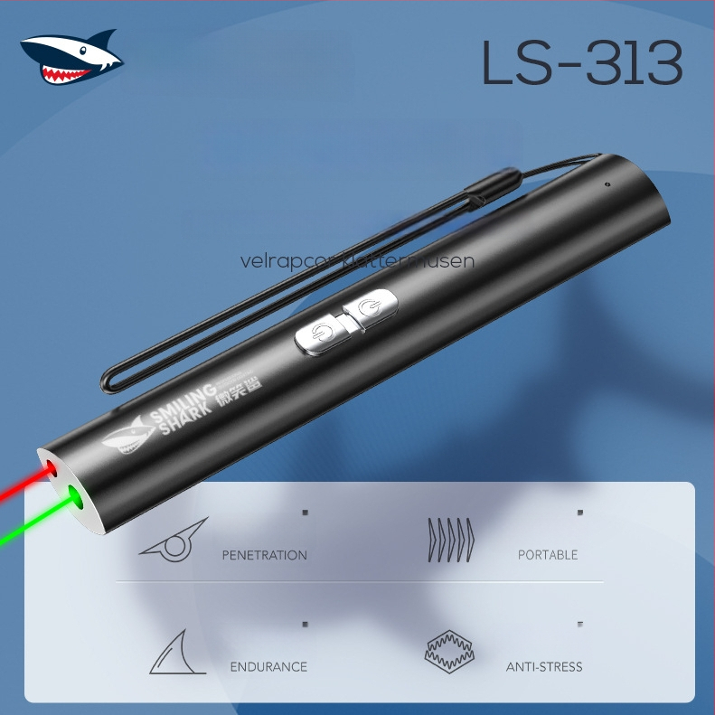 Smiling Shark laserska igračka za mačke, aluminijska legura, punjiva, dug domet, crveno-zelena LED indikacija