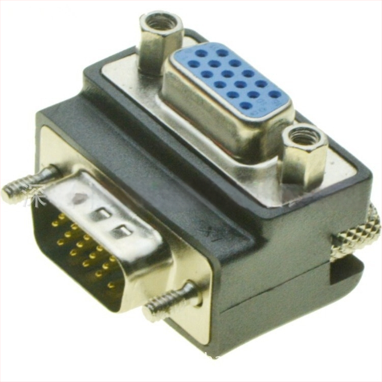 VGA koljeno adapter: muški–ženski, 15-pinski ženski na muški, za projektor/monitor, 90° i 270° savijanje