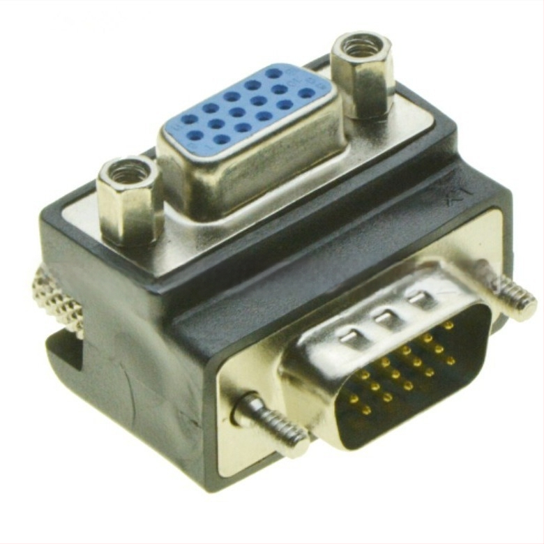 VGA koljeno adapter: muški–ženski, 15-pinski ženski na muški, za projektor/monitor, 90° i 270° savijanje