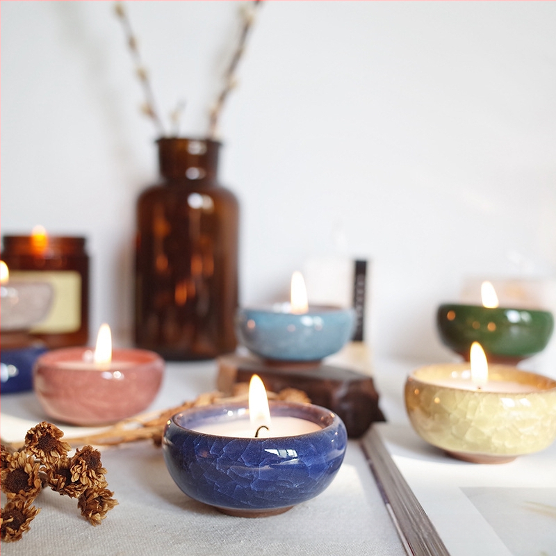 Keramička šalica s ledenim pukotinama za DIY aromatične svijeće, posuda za sojin vosak, kreativni držač svijeće