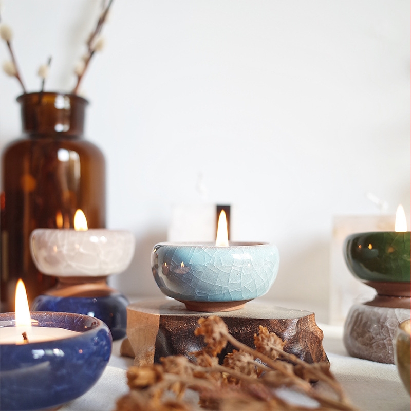 Keramička šalica s ledenim pukotinama za DIY aromatične svijeće, posuda za sojin vosak, kreativni držač svijeće