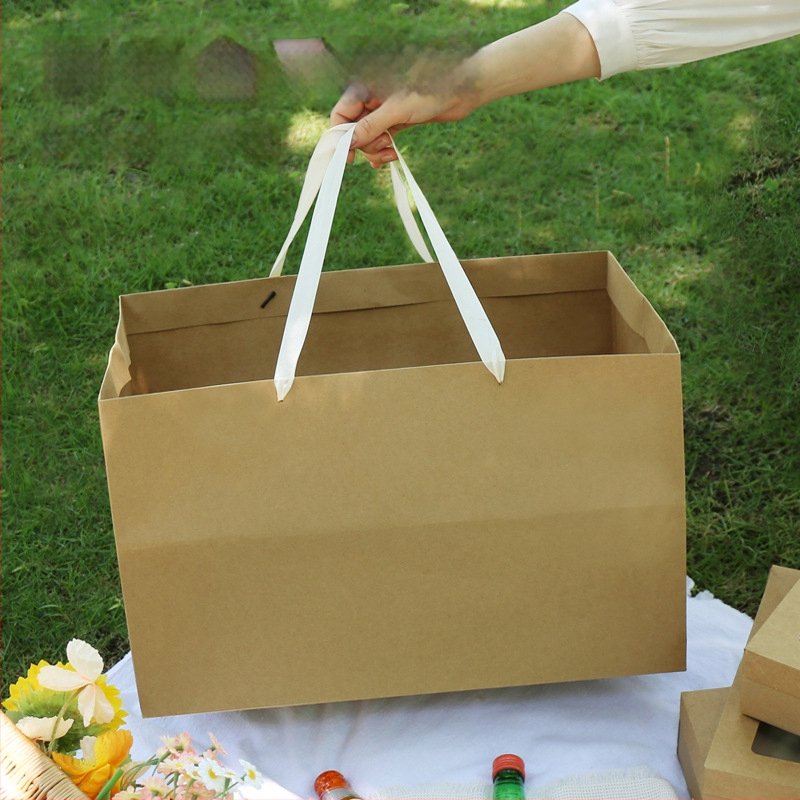 Torba za piknik od kraft papira – za dostavu, catering i pečenje, veliki kapacitet, ojačana izrada