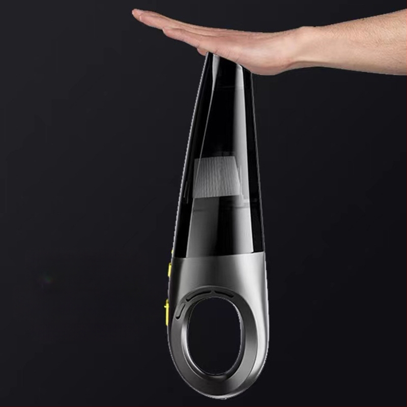 Pengrui Auto Mini usisivač – snažan usis, prijenosni ručni, punjivi, verzija s upaljačem za cigarete, mjerenje tlaka u gumama