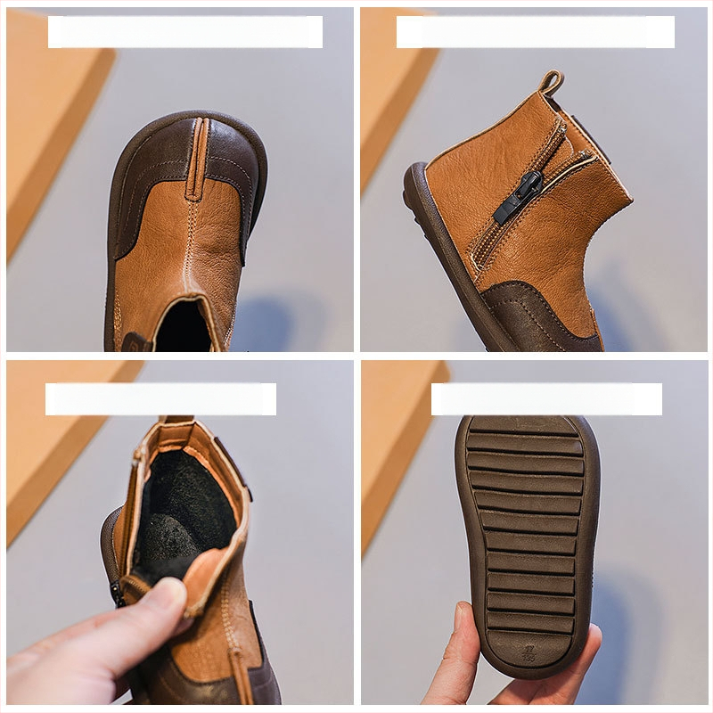 Dječje čizme za djevojčice, model 2026, britski retro stil s lažno podijeljenom prstom, kožne čizme za malu djecu s mekanom potplatom, kratke čizme