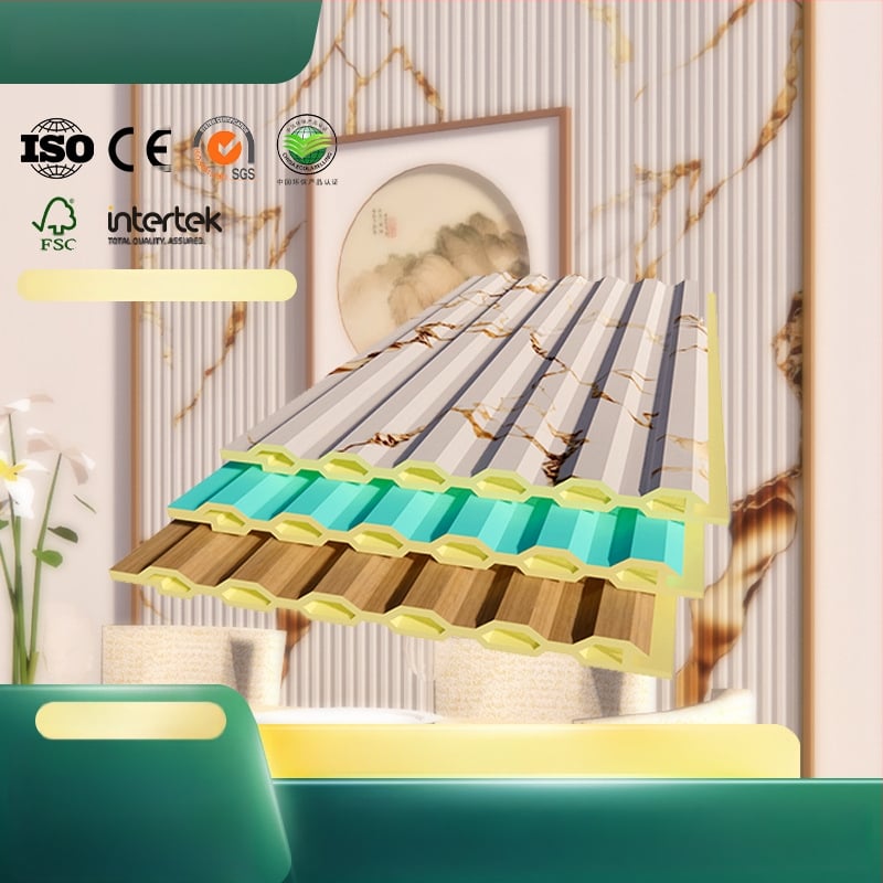 WPC zidni paneli za TV pozadinu, dekorativni PVC 3D rešetkasti paneli, vlakna bambusa