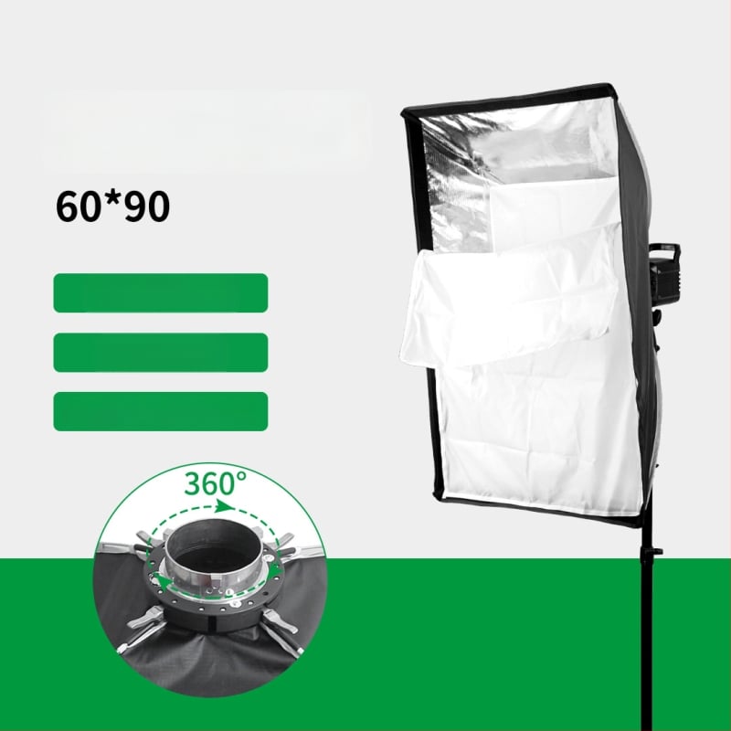Softbox 60x90 cm με Bowens mount, γρήγορη συναρμολόγηση και αποσυναρμολόγηση, φως ζωντανών μεταδόσεων, κάλυμμα με κυψελοειδές πλέγμα