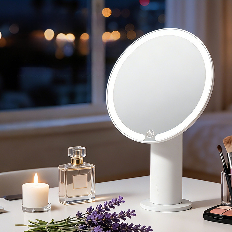 Oglindă de machiaj cu LED iluminată, control tactil în trei culori, iluminare de înaltă definiție, oglindă de masă
