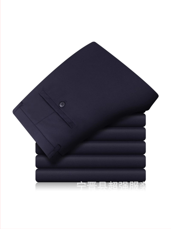 Muške crne slim-fit poslovne hlače, ravnog kroja, za sve sezone