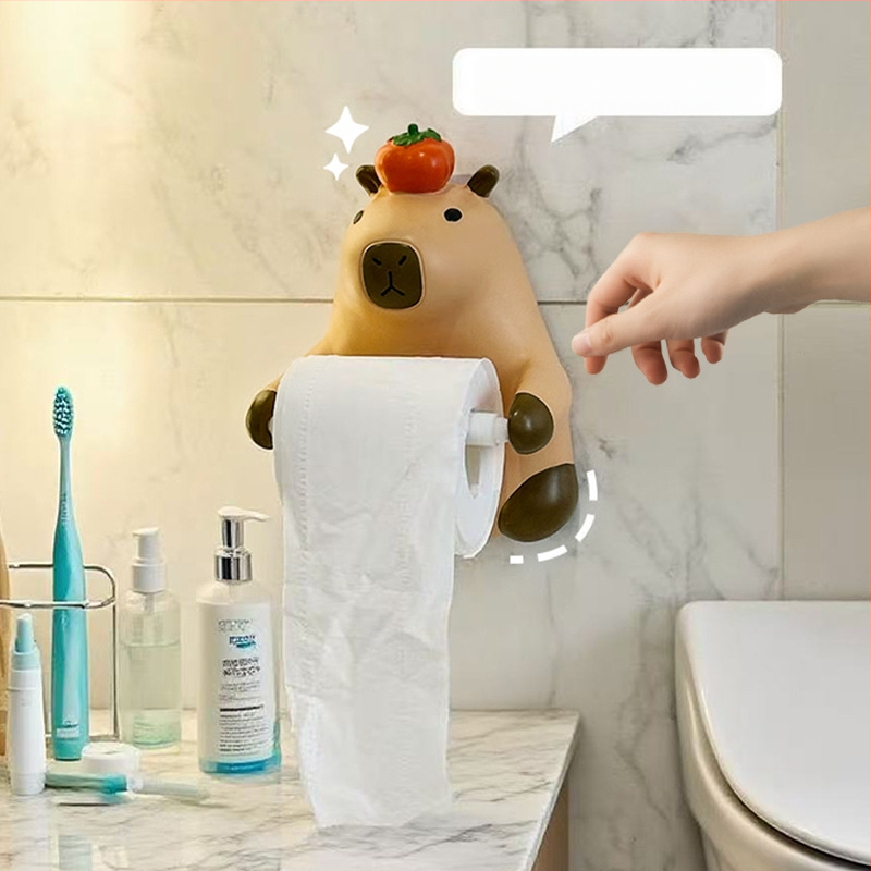 Roztomilá kapibara – nástenná krabička na rolku toaletného papiera, bez vrtania