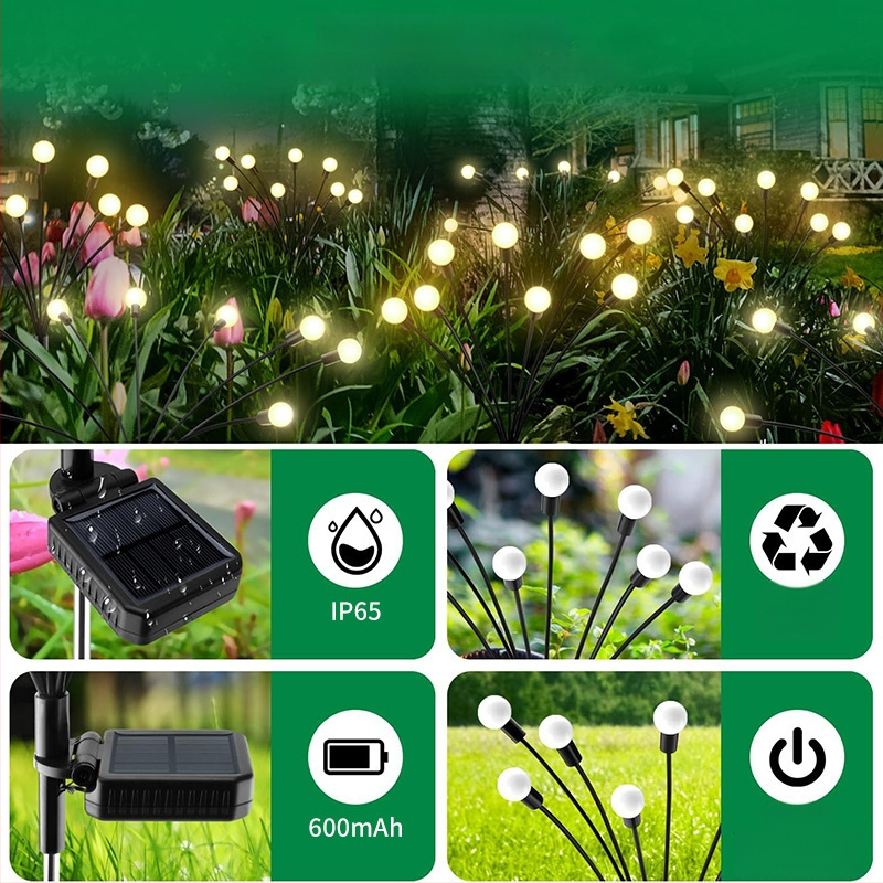 Solárne vodotesné LED záhradné svetlá, vonkajšie lampy vo forme planéty, osvetlenie svetluškami a hviezdnou oblohou