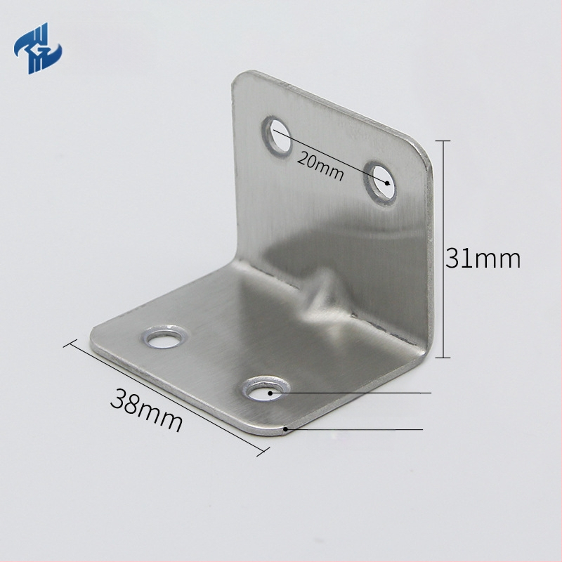 Left Steel L-tvarný uhlový spoj pre nohy stola a stoličky z nehrdzavejúcej ocele, 1,5 mm hrúbka, model 383015