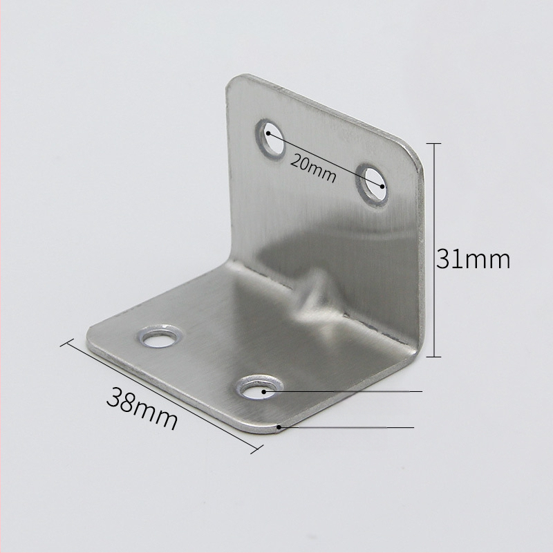 Left Steel L-tvarný uhlový spoj pre nohy stola a stoličky z nehrdzavejúcej ocele, 1,5 mm hrúbka, model 383015
