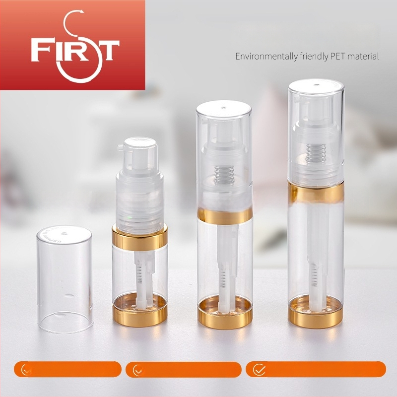 Rozprašovacia fľaša na suchý prášok, 60 ml/35 ml/50 ml, PET+PP, priehľadná s pozláteným alebo strieborným viečkom, rovnomerné dávkovanie