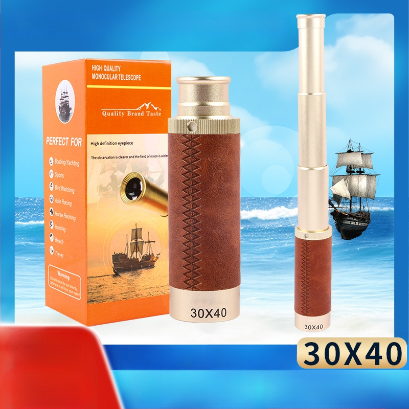 30x40-os monocular, antik kalóz stílusú teleszkóp, hordozható kültéri madármegfigyeléshez