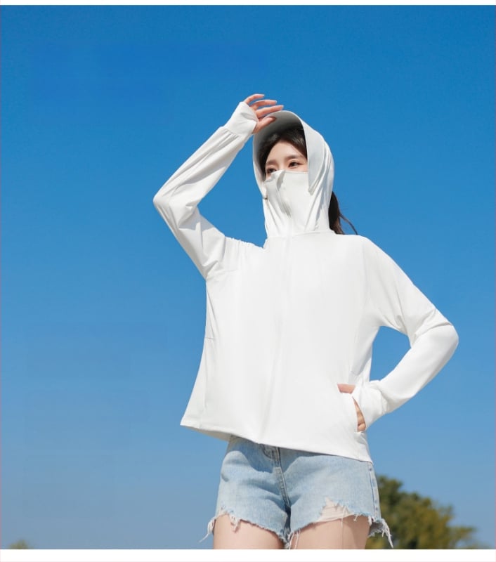 Unisex bunda s ochranou proti slnku z Ice Silk materiálu, rýchlo suchá, odvádza pot, dlhé rukávy