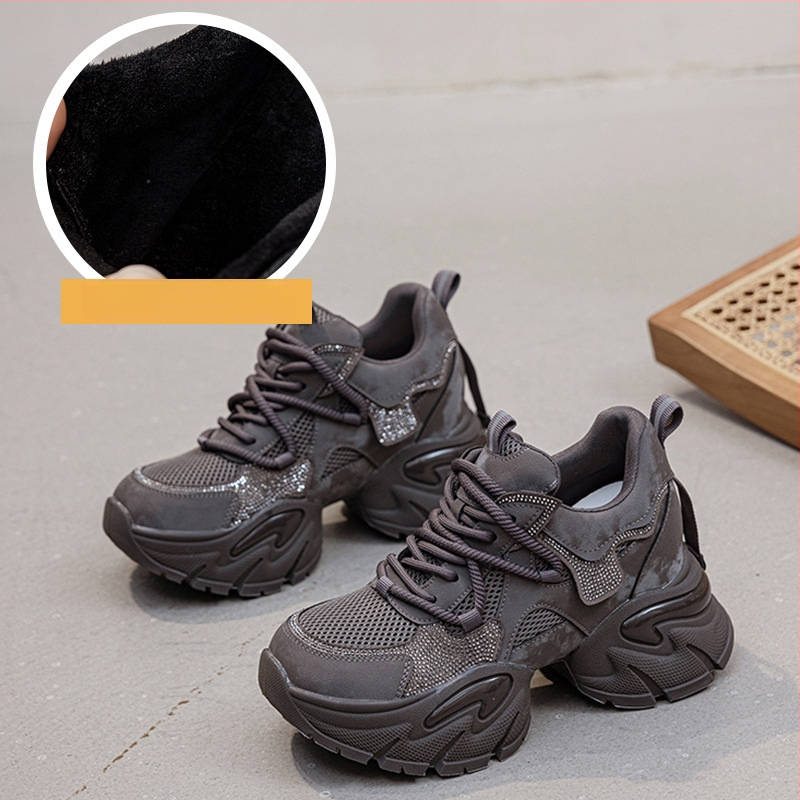 Pantofi pentru femei tip dad shoes, înălțare de 9 cm, pantofi sport casual cu cristale, toamnă iarnă 2026