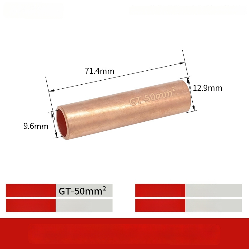 GT-50mm négyzet alakú természetes ónzott réz csatlakozócsővel, rézorral a vezetékekhez