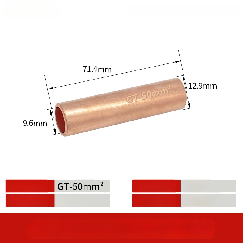 GT-50mm négyzet alakú természetes ónzott réz csatlakozócsővel, rézorral a vezetékekhez