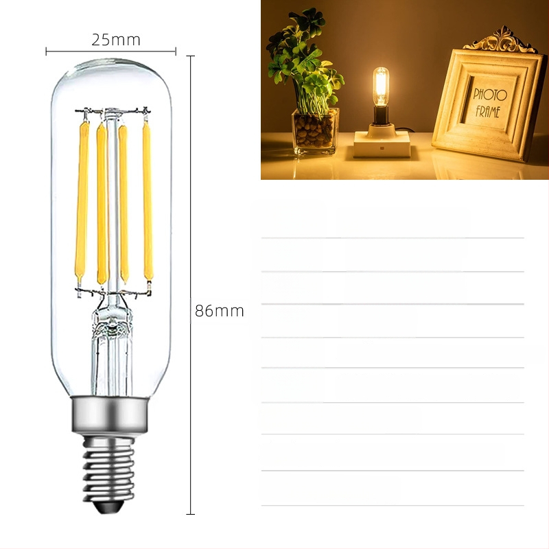 LED Edison λαμπτήρας T25 με φιλμ, 110V, 4–6W, ρετρό γυάλινο σώμα, βάση E12/E14, ρυθμιζόμενος φωτισμός, 360° δέσμη, CRI 80–90