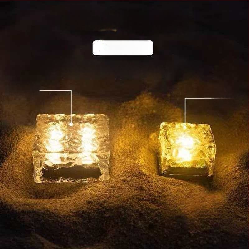 Lumini solare de exterior, impermeabile, decor pentru peisajul grădinii, lămpi Ice Brick, plăci de podea din sticlă, iluminare subterană pătrată, lumini de grădină