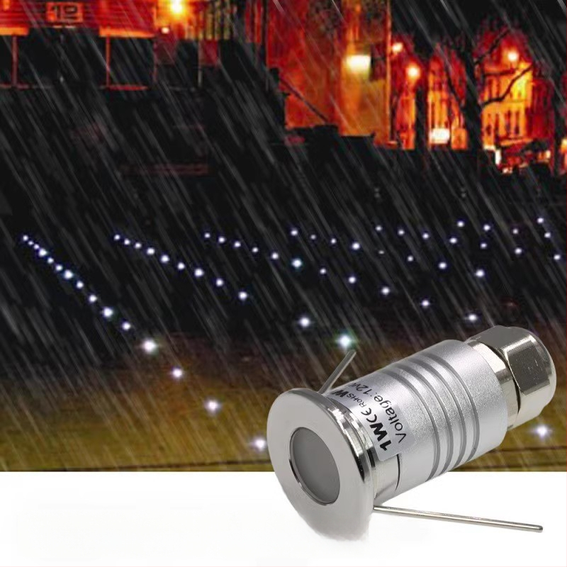 LED vonkajšie vodotesné 1W mini podzemné svetlo, štvorcové podzemné svetlo, IP67, otvor Ø17 mm, teplá biela 3000K