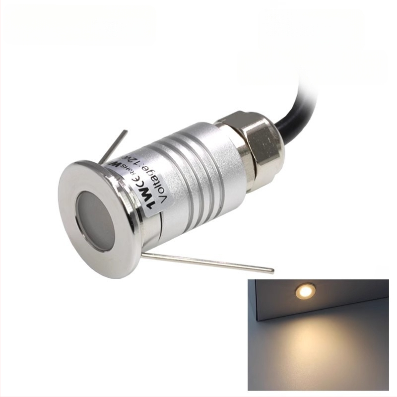 LED vonkajšie vodotesné 1W mini podzemné svetlo, štvorcové podzemné svetlo, IP67, otvor Ø17 mm, teplá biela 3000K
