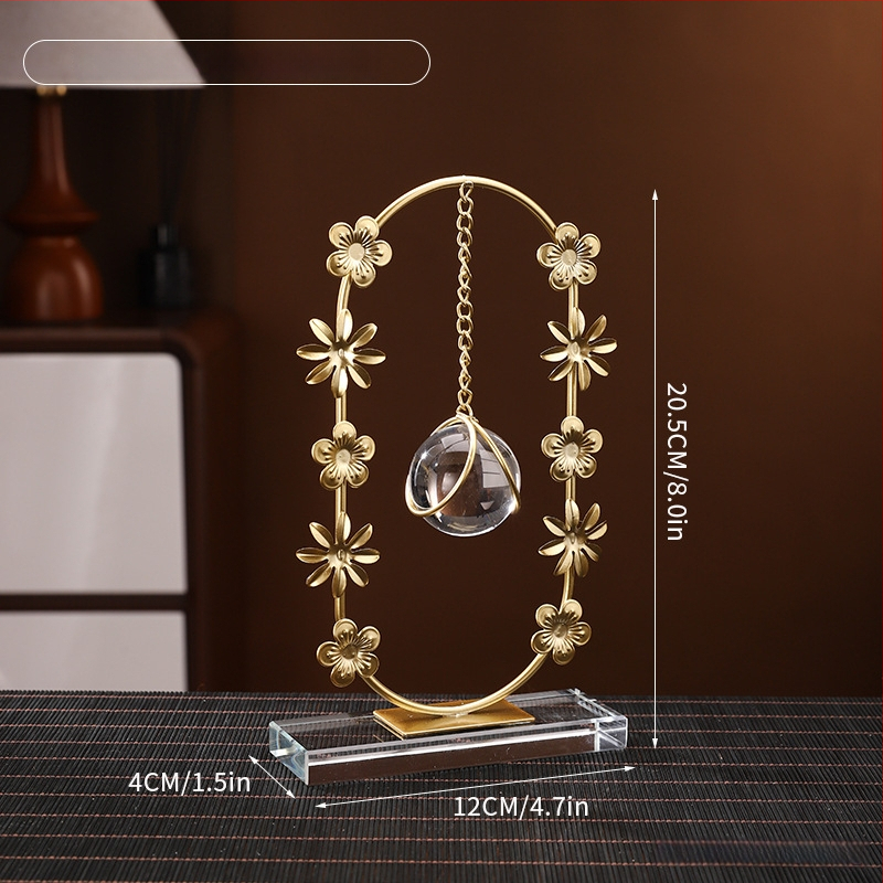 Kruhová krištáľová guľa s vencovým príveskom – dekorácia do obývačky, chodby, televízneho stolíka a vitrín