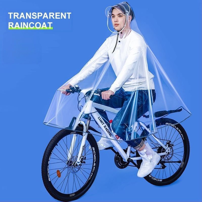 Unisex ολόσωμο αδιάβροχο ποδηλάτου για ορεινή ποδηλασία, με διπλό γείσο κουκούλας, διαφανές PVC, εξτρά μεγάλο μέγεθος