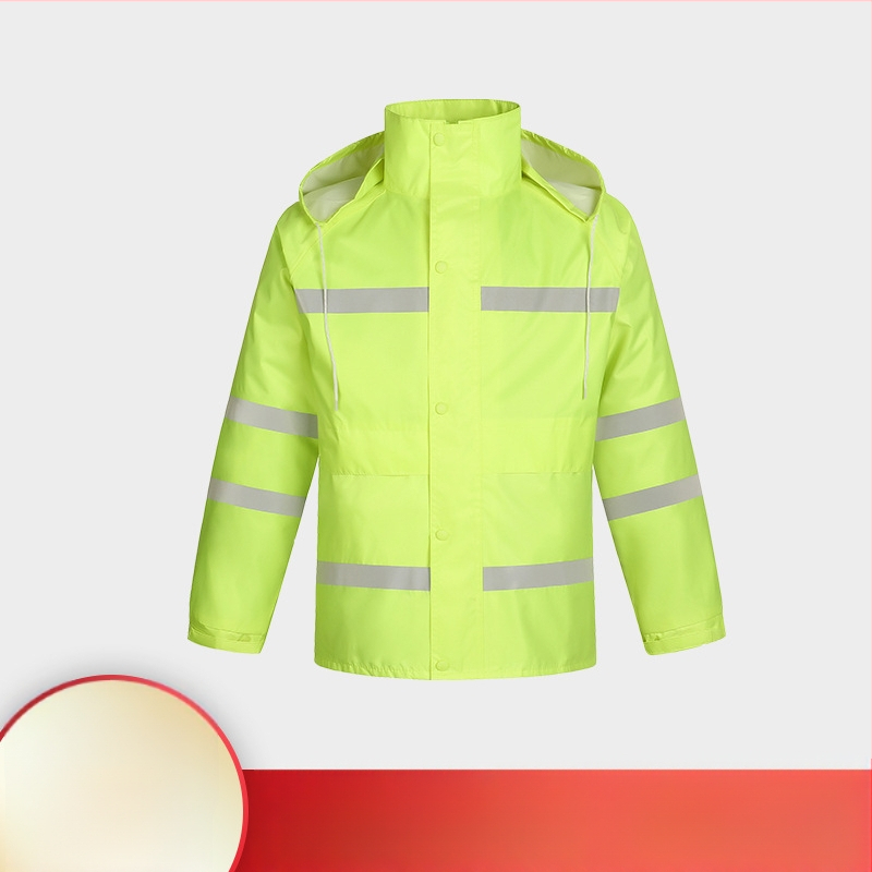 Oxfordska tkanina neprepokavý kabát s rozdeleným strihom, fluoreskujúcne zelený, pre dospelých, unisex, vonkajšie voľnočasové aktivity, reflexný