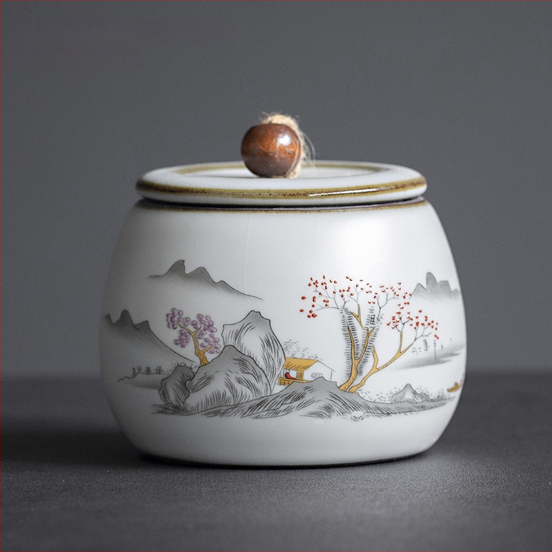 Keramička posuda za čaj Ru kiln, zatvorena, otporna na vlagu, Pu'er čaj, retro stil, kung fu čaj set