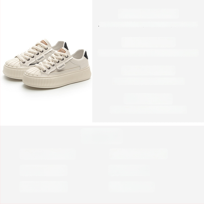 Γυναικείες λευκές δερμάτινες sneakers με φαρδιά σόλα, shell toe, χαμηλό ύψος