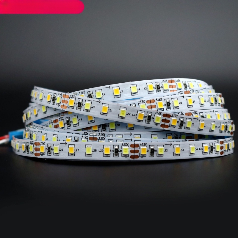 LED лента за гардероб, 12V, 2835 LED, двойна цветова температура, 120 LED, ширина 8 мм, ниско напрежение, рамка с две панели