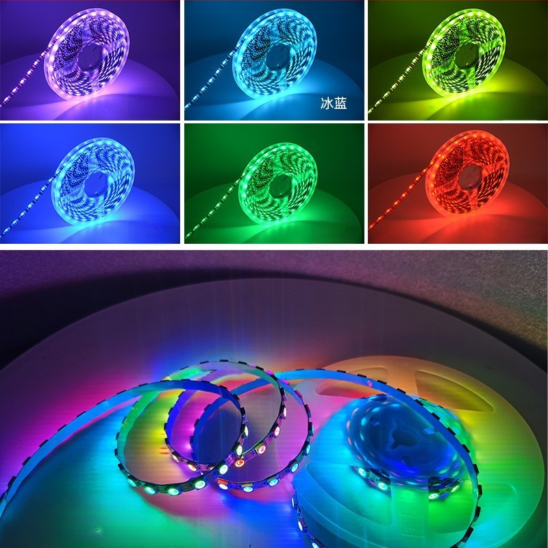 RGB LED лента 5V, 60 светодиода 5050, цветни ефекти и бегуща светлина, дистанционно управление