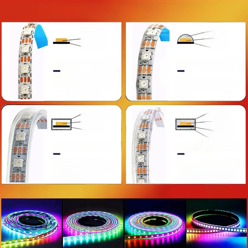 RGB LED лента 5V, 60 светодиода 5050, цветни ефекти и бегуща светлина, дистанционно управление