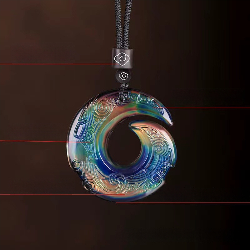 Unisex náhrdelník s teplotne citlivou zmenou farby, glazúrovaný geometrický dizajn