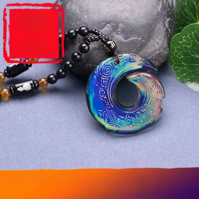Unisex náhrdelník s teplotne citlivou zmenou farby, glazúrovaný geometrický dizajn