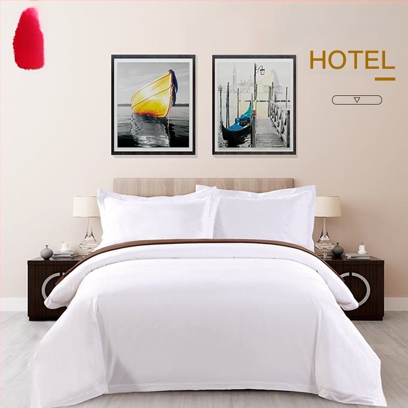 Biely bavlnený saténový set na posteľ s 60 vláknami, štvordielna súprava pre hotel