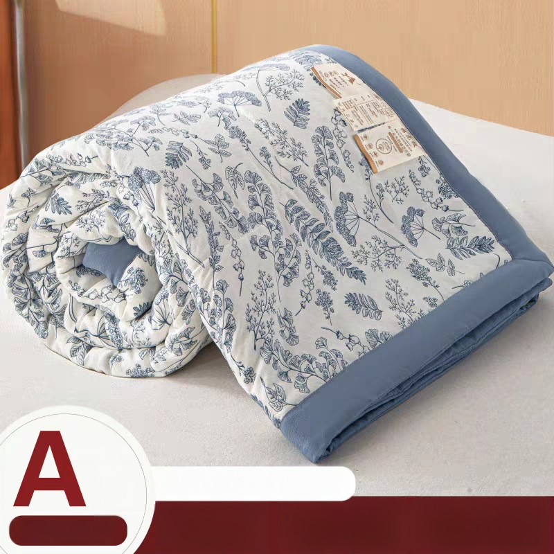 Letná chladiaca prikrývka, ľahká dvojvrstvová prikrývka do internátu, prateľná v práčke, materiál chladiace vlákno, minimalistický štýl, vzor kvety a mesiac
