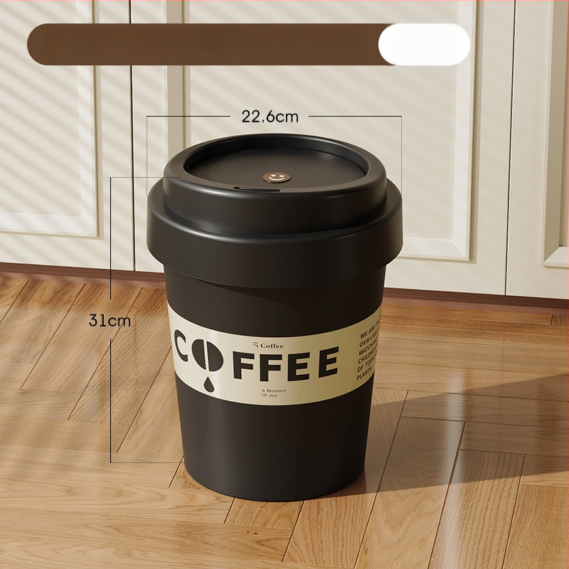 Koš na odpadky tvaru šálky na kávu s výklopným vekom, 7 l, plast, valcovitý, do spálne, obývačky, kuchyne a kancelárie