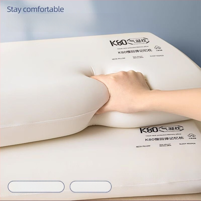 K80 memóriával töltött nyaki párna, zero nyomás, lassú visszapattanás, téglalap alakú, magasság 5–10 cm, tömeg 0,5–1 kg