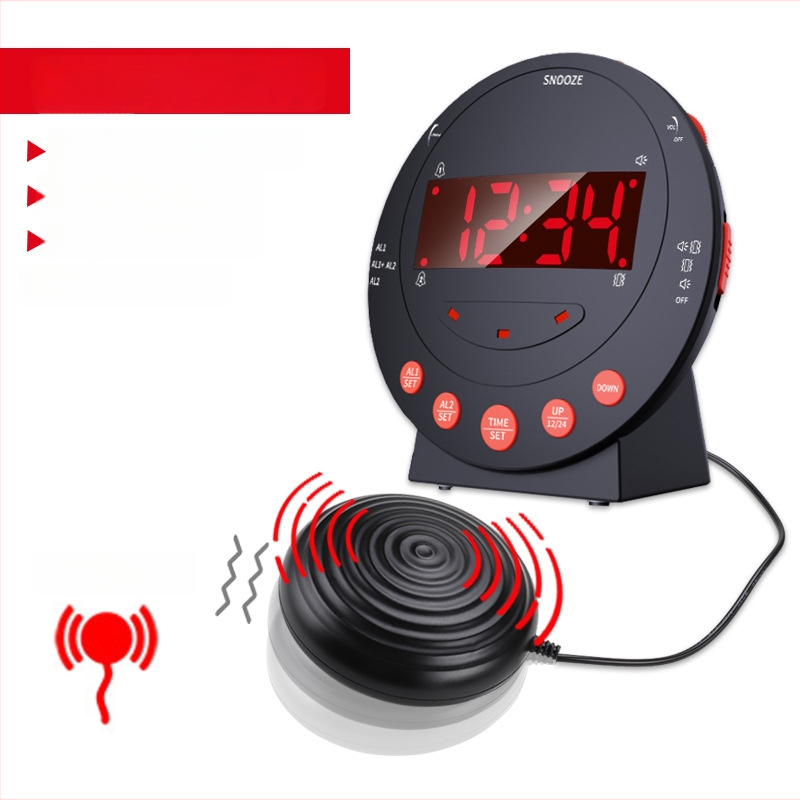 Taishen TS-BC600 Вибрационен будилник за хора с увреждания на слуха, LED дисплей, 24-часов формат
